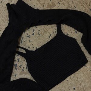 Princess Polly Black Cropped Sweater Set